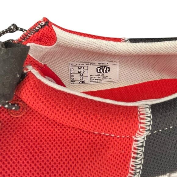Mens Hey Dude Tri The Wally Ohio State Comfort Shoe Size 11 Red Black B37 - Picture 7 of 7